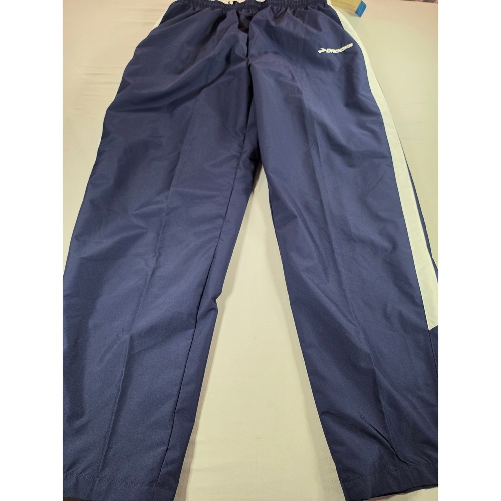 Brooks Podium Pant Navy Blue White Stripe Mesh Lined Track Pants MP480410.035 L - Picture 1 of 7